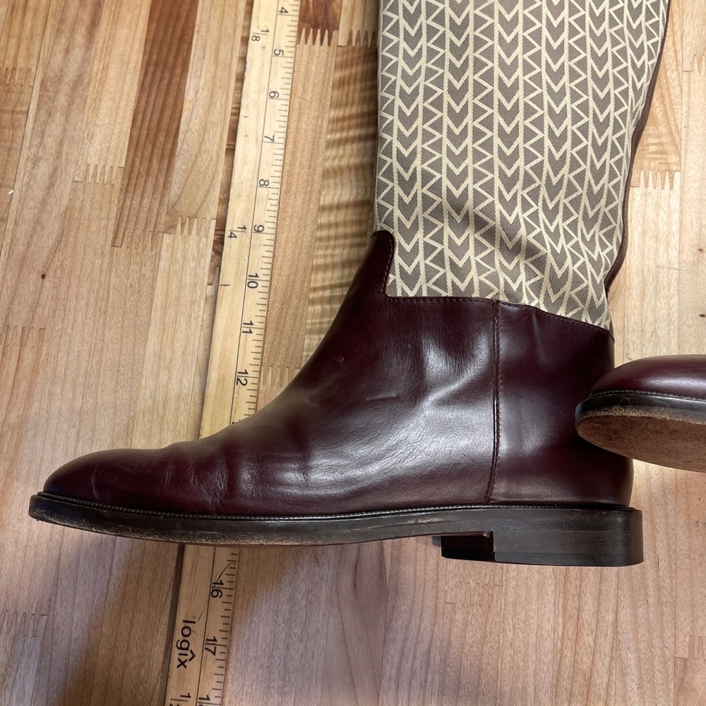 Michael Kors Burgundy Leather Monogram Riding Boots Womens 7 M Made in Italy - Picture 5 of 13